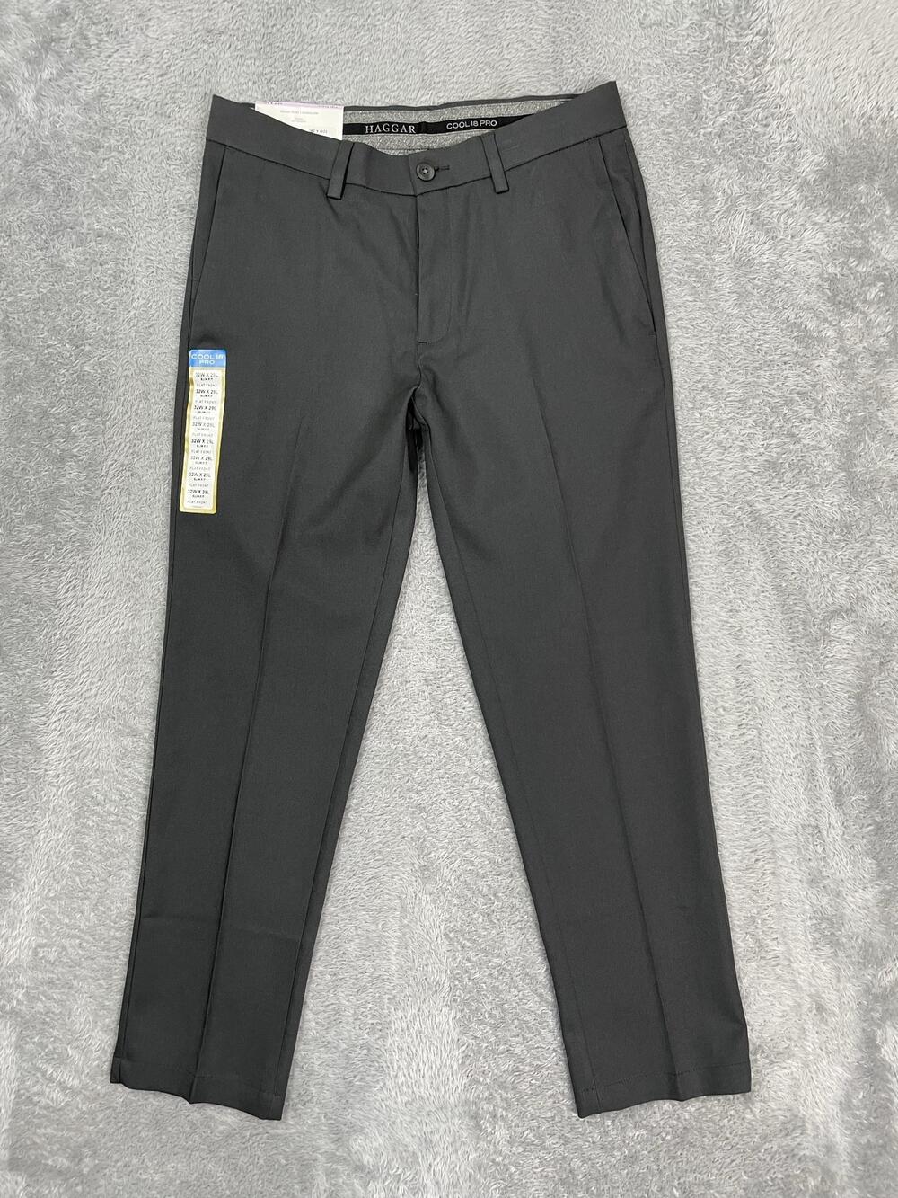 Haggar Cool 18 Pro Dress Pants Mens 32x29* Gray Slim Fit Stretch No Iron NWT